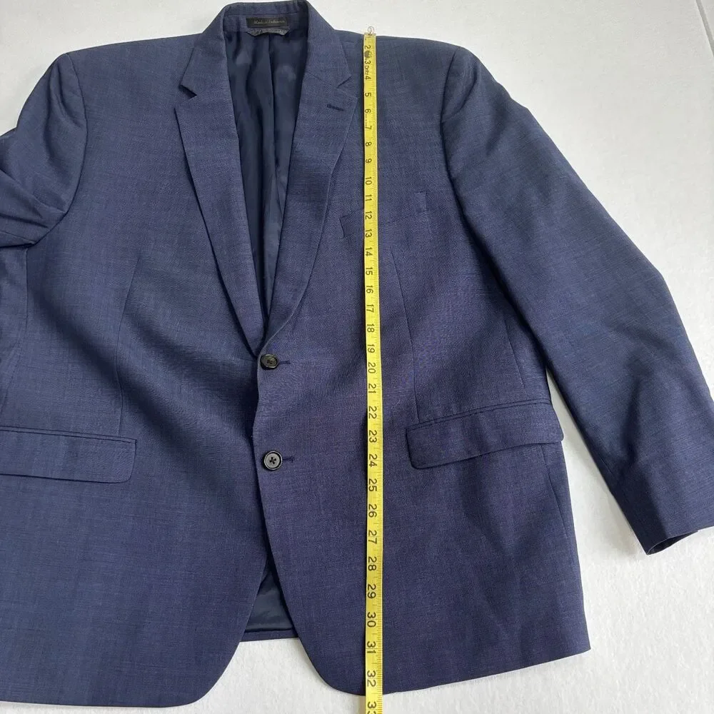 Ralph Lauren Wool Suit Jacket Blazer Mens 46R Navy Blue Formal Preppy Wedding
